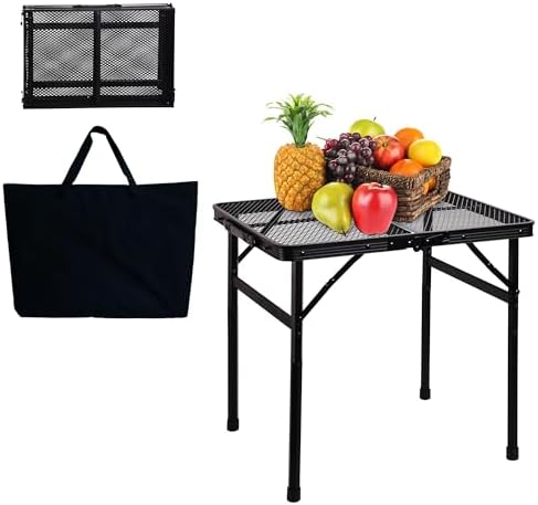 Small Folding Table for Camping Picnic Grill,Garden BBQ Side Table-Portable Lightweight,Compact,Height Adjustable Patio Outdoor Table with Carry Bag by ALZEROOE