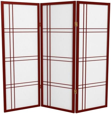 4 ft. Short Double Cross Shoji Screen - Rosewood - 3 Panels by RedLantern