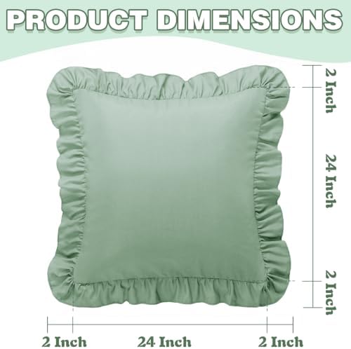 KKJIAF 2 Pack Ruffle Pillow Cases 24x24 Inches, Sage Green - Image 3