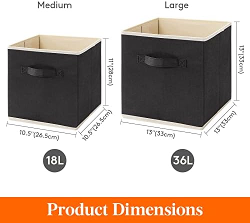 Lifewit Storage Cubes, 11 Inch Organizer Bins, 18L Black, 8 Packs - Image 5