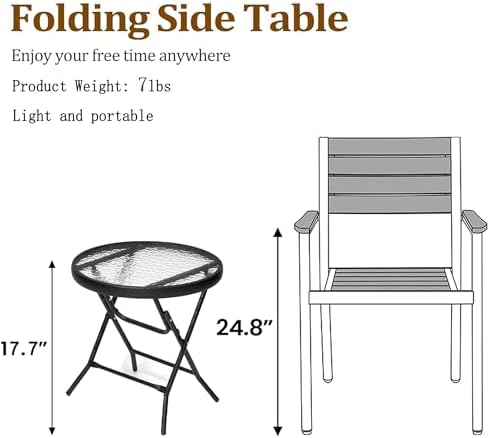 Outdoor Side Table, Small Patio End Table, Black - Image 3