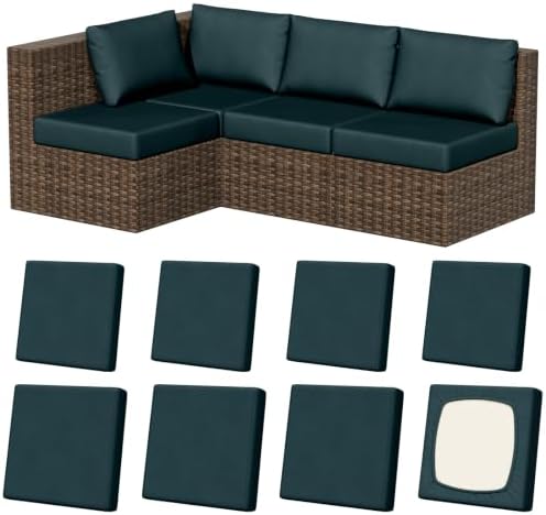 8Pcs Outdoor Cushion Covers, Stretch Patio Furniture Couch Chair Slipcovers by VORSHAPE