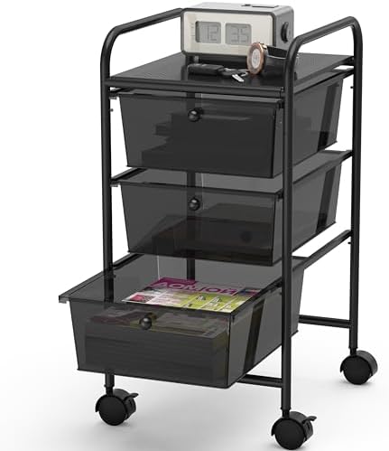 Simple Houseware 3 Drawers Rolling Utility Cart Art Craft Organizer, Black by SimpleHouseware