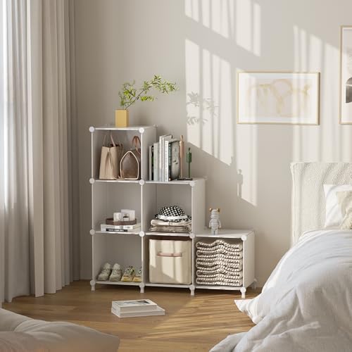 6Cube Storage Organizer Modular Stackable Shelf Closet White - Image 4