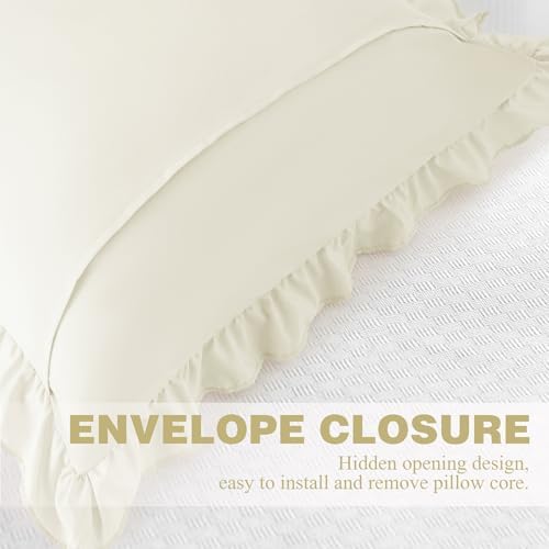 KKJIAF 2 Pack Ruffle Pillow Cases 18x18 Inches, Beige - Image 6