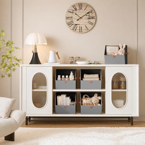 Homsorout Fabric Closet Storage Cubes - 4 Pack Square Storage Bins with Dual Handles for Clothes, Towels, Toys, Cube Storage Organizers for Bedroom, Nursery, Shelves, Closet, Small Spaces, Grey - Image 4