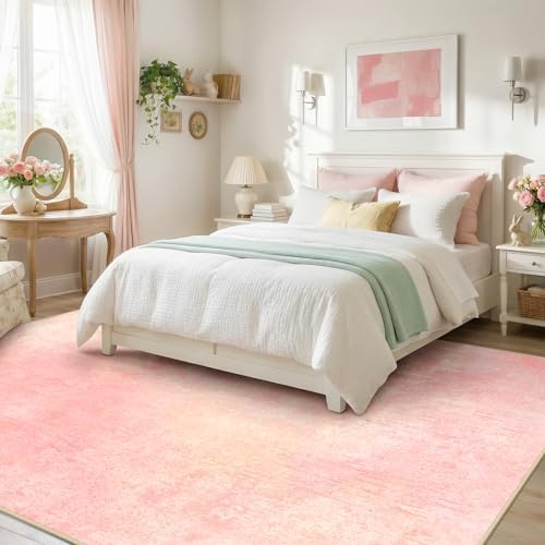RELEANY Washable 5'x7' Abstract Area Rug for Living Room Light Pink - Image 3