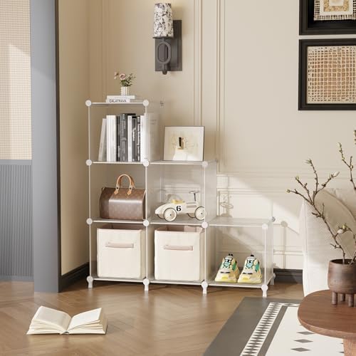 AWTATOS Cube Storage Organizer, Closet Organizers, 6 Cube Shelf, Clear - Image 2