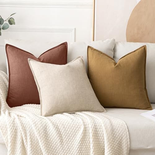 MIULEE Decorative Linen Pillow Covers 20x20 Inch Autumn Glaze - Image 4