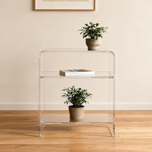 Acrylic End Table/Nightstand,23" H Sleek and Durable Bedside Storage. Ideal for Bedrooms, Living Rooms, and Modern Interiors.A Perfect Choice as a Bedside Table or Sofa Side Piece. (3 Tier) - Image 6