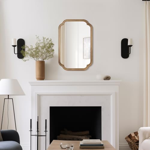 WallBeyond 20" x 30" Rounded Corner Arch Wall Mirror with Wood Frame for Entryway, Living Room or Bedroom Home Decor - Light Woodgrain, Honey-Colored - Image 4