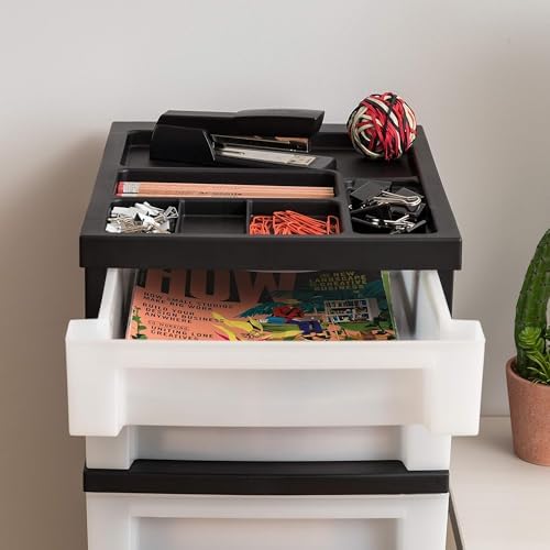 IRIS USA 2 Pack 7-Drawer Plastic Storage Rolling Organizer Cart with Caster Wheels for Laundry Room, Bathroom, or Closet Dresser Storage, Black/Clear - Image 5