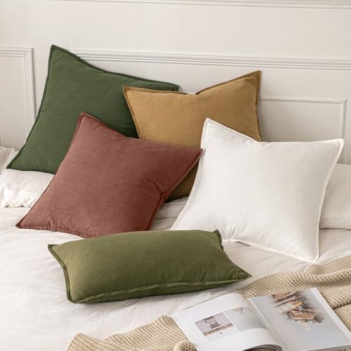 MIULEE Decorative Linen Pillow Covers 20x20 Inch Autumn Glaze - Image 5