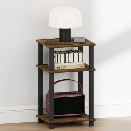 Furinno JUST 3-Tier Toolless Night Stand, Open Shelf, Amber Pine - Image 4