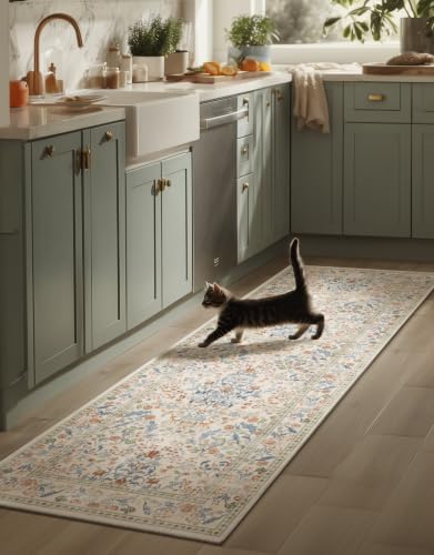 Runner Rug Washable Kitchen Runner: 2'x 6' Rug Runners for hallways Stain Resistant Non Slip Low Pile Soft Carpet Runners for Bedroom Hallway Entryway Indoor Beside Bathroom Laundry Room by palohom