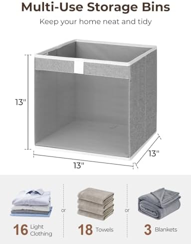 StorageWorks 13x13 Cube Organizer Bins with Clear Window, Gray, 3-Pack - Image 2