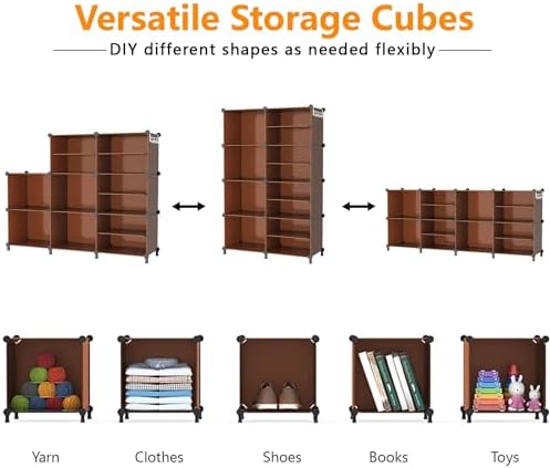 AWTATOS Closet Organizer 8 Cube Storage Shelves, Cocoa Brown - Image 6