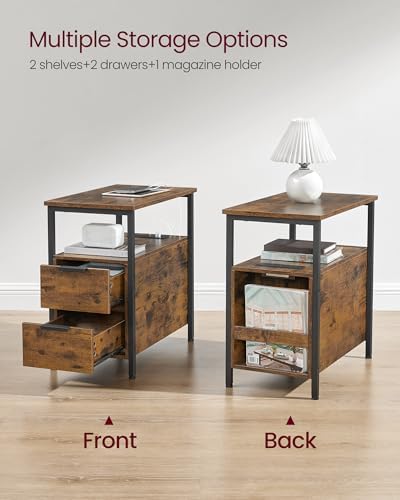 VASAGLE Side End Table with Charging Station, Slim Nightstand with Storage - Image 5