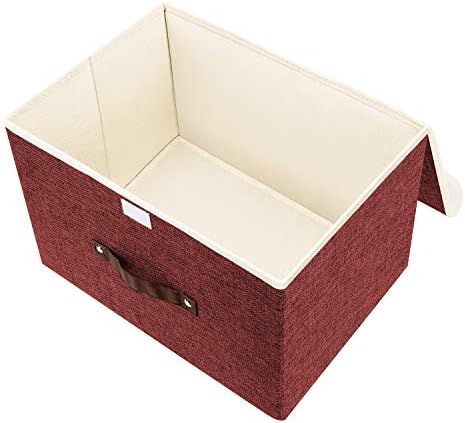 TYEERS Foldable Storage Boxes with Lids 5 Pack Fabric Storage Bins with Lids, Closet Organizers for Clothes Storage, Room Organization, Office Storage, Toys - Red Wine - Image 3