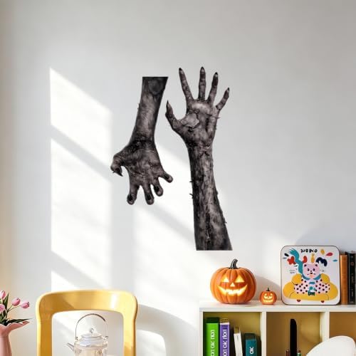 Zombie Hands Wall Decals Peel and Stick Halloween Wall Stickers, Creepy Monster Hand Removable Vinyl Wall Decor for Bedroom Party Decoration - Image 7