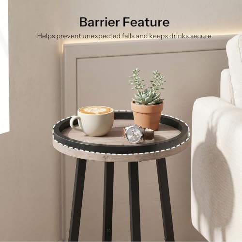 HOOBRO Small Round Side Table, 2-Tier Round Sofa End Table, Compact Nightstand with Cotton Linen Storage Basket, for Small Space, Living Room, Bedroom, Dorm, Greige BG183BZ01 - Image 7