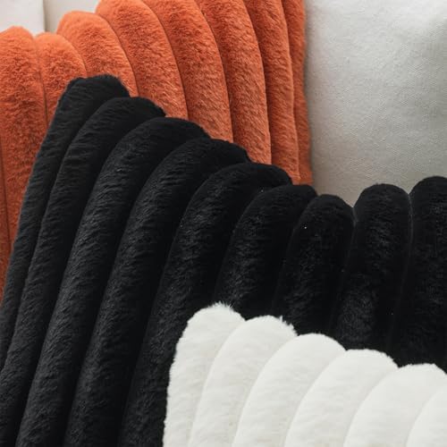 MIULEE Faux Fur Lumbar Decorative Throw Pillow Covers 12x20 Set of 2 Black - Image 5