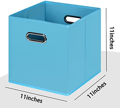 Black Foldable Storage Cubes Bins , Fabric Storage Box Cubes Organizer Baskets with Dual Handles for Home Organizer(Blue) - Image 2