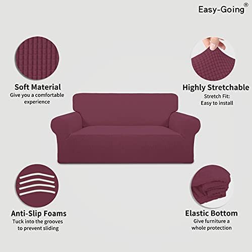 Easy-Going Stretch Oversized Loveseat Couch Covers Washable ASH Rose - Image 3