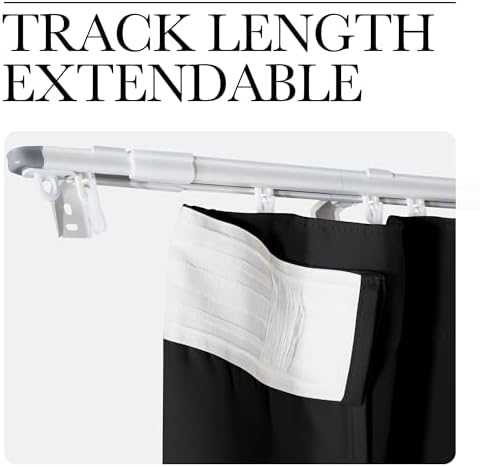 NICETOWN Room Divider Curtain with Adjustable Ceiling Track, W100 x L84 Blackout Curtain for Sliding Door, Ceiling Mouted Drape for Living Room/Hospital Divider, 1 Panel Black Drape, Whtie Track - Image 2