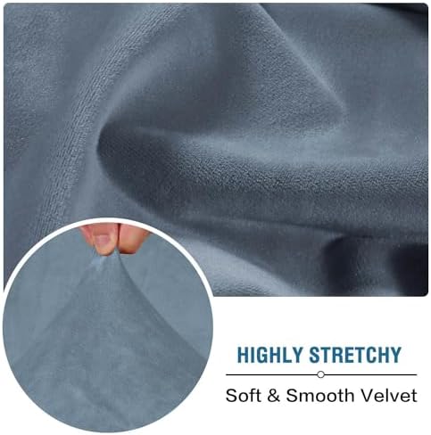 H.VERSAILTEX Velvet Stretch Individual Chaise Cover Sectional Couch Covers for L Shaped Sofa Both Left/Right Furniture Protector Seat Cushion Sofa Cover (1 Piece Chaise Cover, Stone Blue) - Image 5