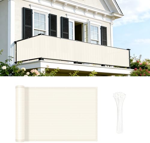 COOLBOYS Customized 3'x24' Butter Cream Balcony Privacy Screen Fence Cover by Havecooltimewithyourboys