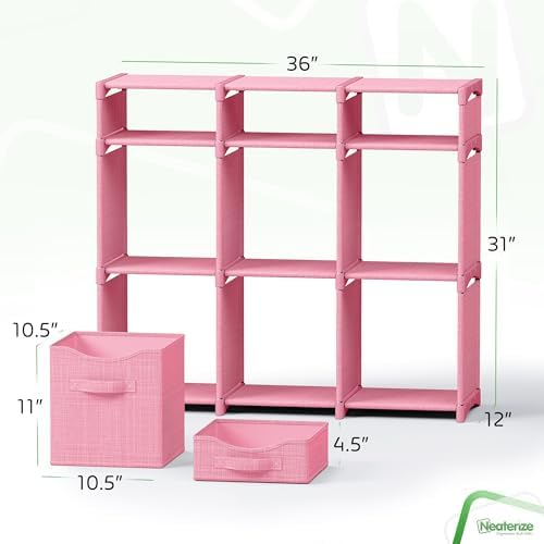 Cube Storage Organizer with Storage Bins Included - The Perfect Closet Organizers and Storage Solution. Includes 9 Storage Cubes, Great For Toy Storage, Closet Storage, Clothes Storage (Pink) - Image 3