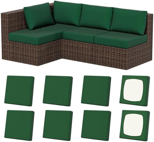 8Pcs Outdoor Cushion Covers, Stretch Patio Furniture Couch Chair Slipcovers by VORSHAPE