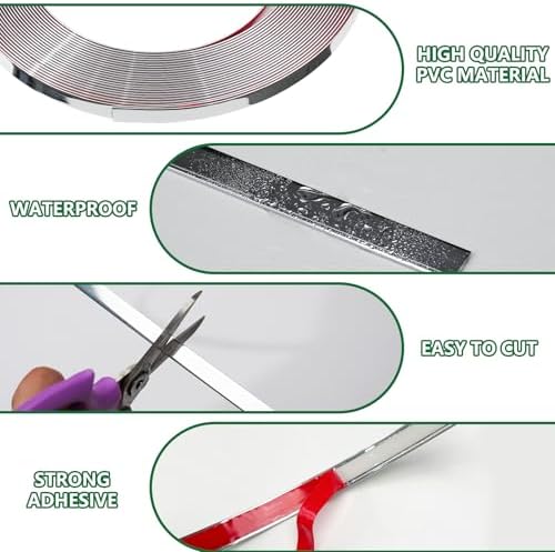 0.39in x 40Ft Peel and Stick Wall Molding Trim Silver - Image 5