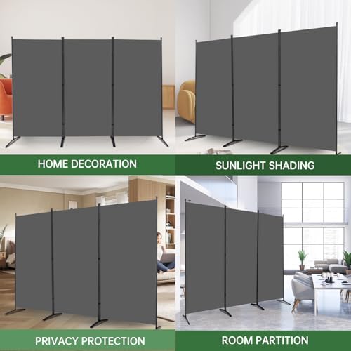 3 Panel Folding Room Divider, Sturdy Frame Freestanding Wall Divider - Image 6