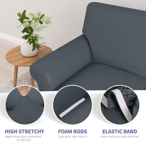 ZNSAYOTX Couch Covers for 3 or 4 Cushion Couch High Stretchy Spandex Pet Friendly Sofa Slipcover 1 Piece Non Slip Couch Covers Extra Large Furniture Protector (Dark Grey, XL Sofa) - Image 3