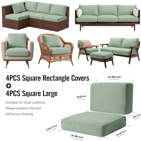8Pcs Outdoor Cushion Covers, Stretch Patio Furniture Couch Chair Slipcovers - Image 2