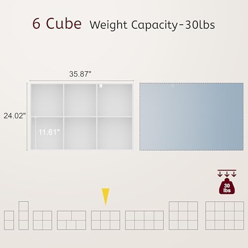 Book Shelf, Wooden Cube Storage Organizer with 11" Open Cubes, Stackable Bookcase for Room Divider Storage, 2 Tier Bookshelf for Living Room, Bedroom, Office (Indonesian Antique Oak, 6-Cube) - Image 2