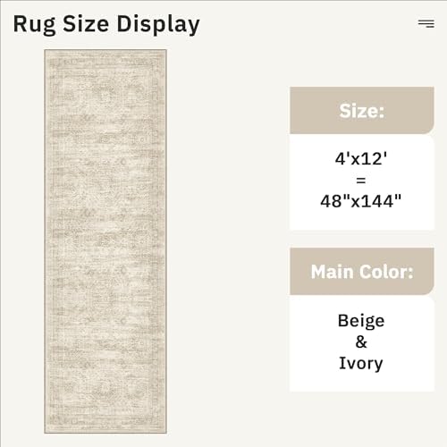Soalmost Washable 4x12 Hallway Runner Rug Non-Slip Kitchen Entry Rugs Beige - Image 5