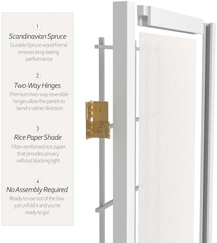 2 ft. Short Desktop Window Pane Shoji Screen - White - 4 Panels - Image 4