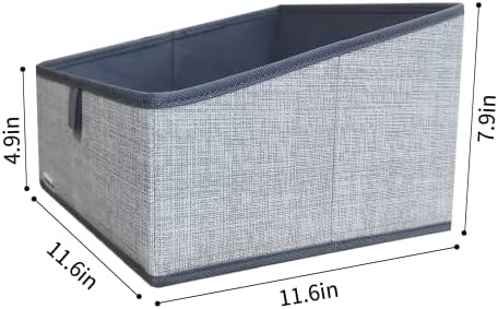 3 Packs Closet Storage Bins - Trapezoid Large Storage Box - Foldable Fabric Baskets for Organizing Clothes - Baby Toiletry, Toys, Towel, DVD, Book (1# Dark Grey, 11.6 x 11.6 x 7.9 inches) - Image 2