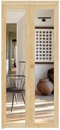 Bifold Doors for 36" x 80" Opening, Mirror Interior Folding Closet, Pine - Image 3