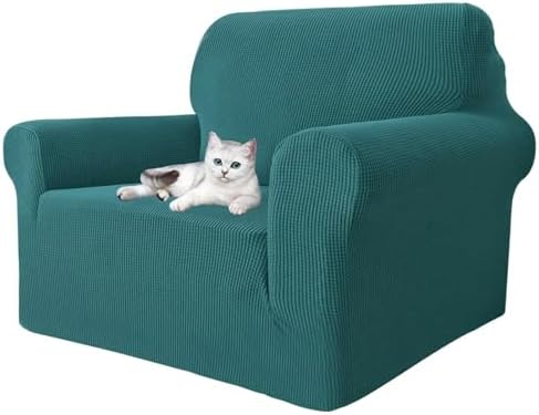 MAXIJIN Stretch Chair Cover Chair Slipcovers with Arms, 1-Piece Couch Sofa Chair Covers for Living Room, Non Slip Armchair Cover (31"-46") Furniture Protector Dogs Pet Friendly (Chair, Peacock Teal) by MAXIJIN