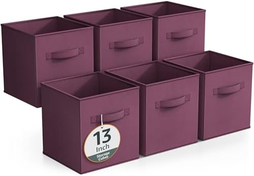 Sorbus Fabric Storage Cubes, 6-Pack Foldable Bins (13 Inch, Purple) by Sorbus