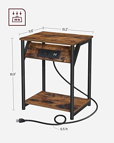 VASAGLE End Table with Charging Station, Set of 2, Small Side Tables - Image 2