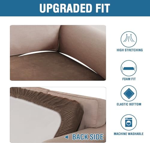 H.VERSAILTEX Velvet Stretch Individual Couch Cushion Cover Plush Cushion Slipcover for Loveseat Sofa Cushion Furniture Protector Seat Cushion Sofa Cover (1 Piece Sofa Cushion Cover, Caramel Cafe) - Image 6