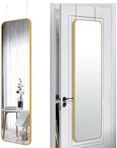 SCWF-GZ 47x14 Full Length Mirror Over the Door Hang or Wall Mounted Gold by SCWF-GZ