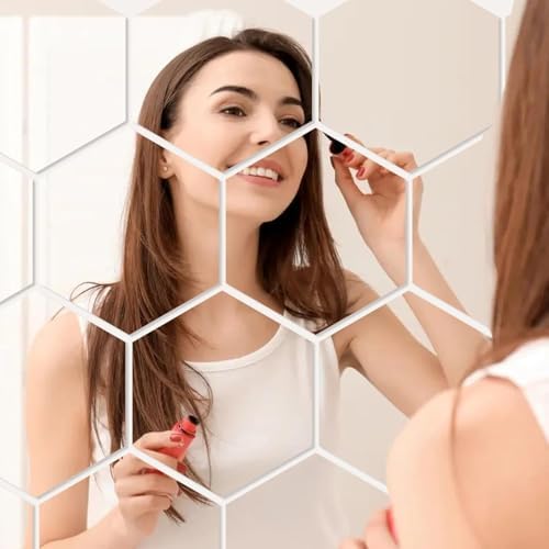 Hexagon Mirror Stickers for Walls 10 Packs 7.8''x7.8'' Stick on Mirrors - Image 5