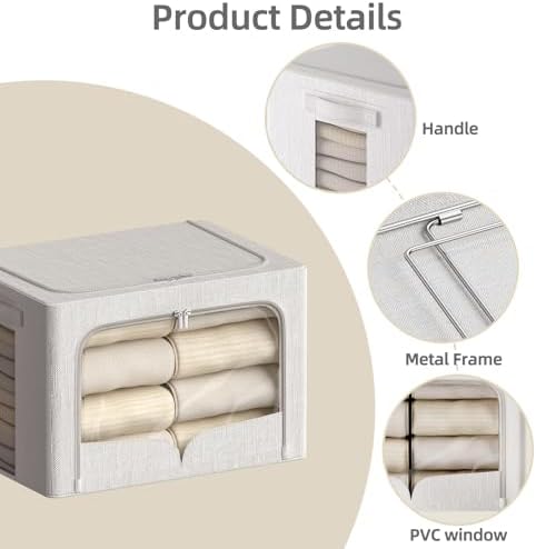 FHSQX 3 Pack Clothes Storage Bins with Metal Frame - Image 5