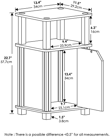 Furinno Brahms 3-Tier End Side Sofa Table/Nighstand with Door, 1-Pack, Espresso/Black - Image 3